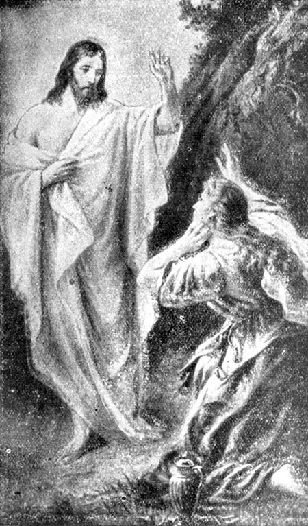 Pan Jezus ukazuje się Marii Magdalenie, płaczącej nad grobem