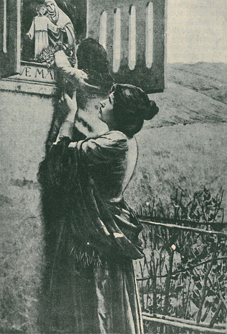 Dziecko z matką przy kapliczce