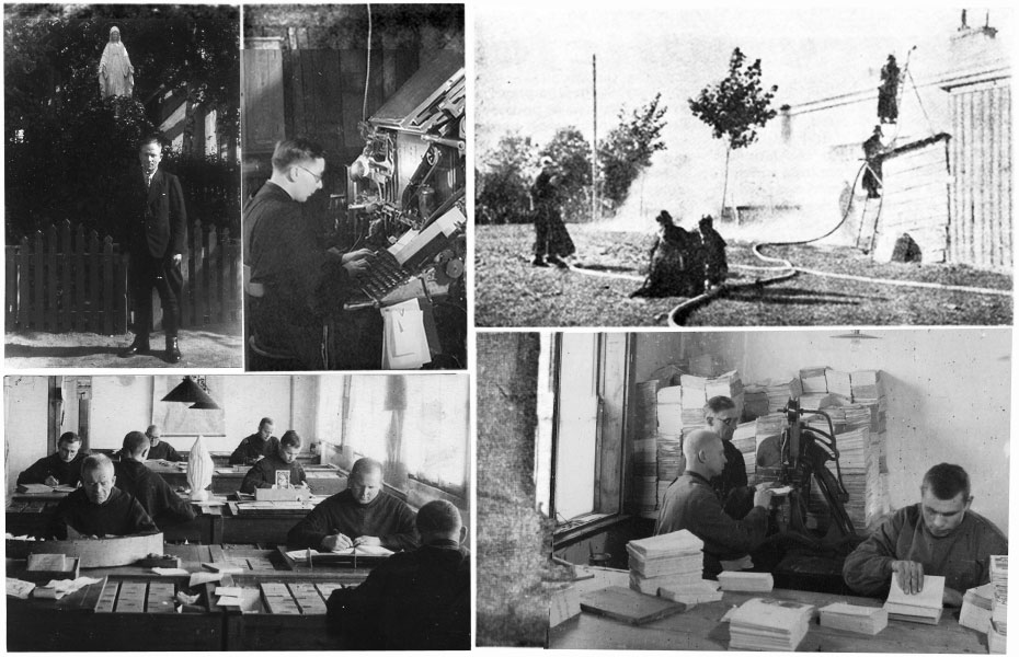 Rycerz Niepokalanej 12/1946, grafiki do artykułu: Niepokalanów, s. 327-329