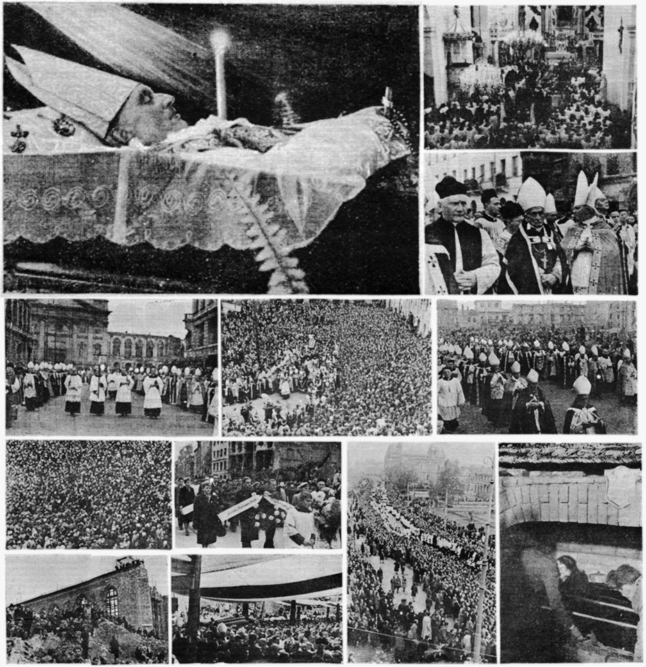 Rycerz Niepokalanej 11/1948, zdjęcia do artykułu: Polska żegna Prymasa, s. 323-327