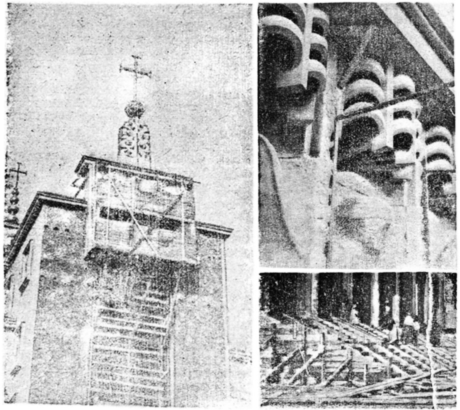 Rycerz Niepokalanej 10/1951, zdjęcia do artykułu: Przy kościele w Niepokalanowie..., s. 304